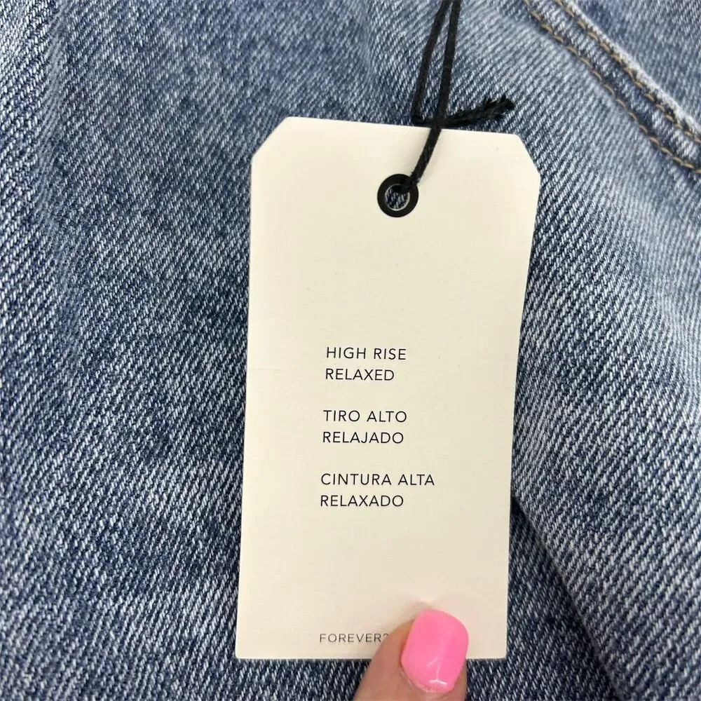 FOREVER 21 Women's High Rise Denim Shorts Distressed Frayed Hem Size 20 NWT - Picture 2 of 12